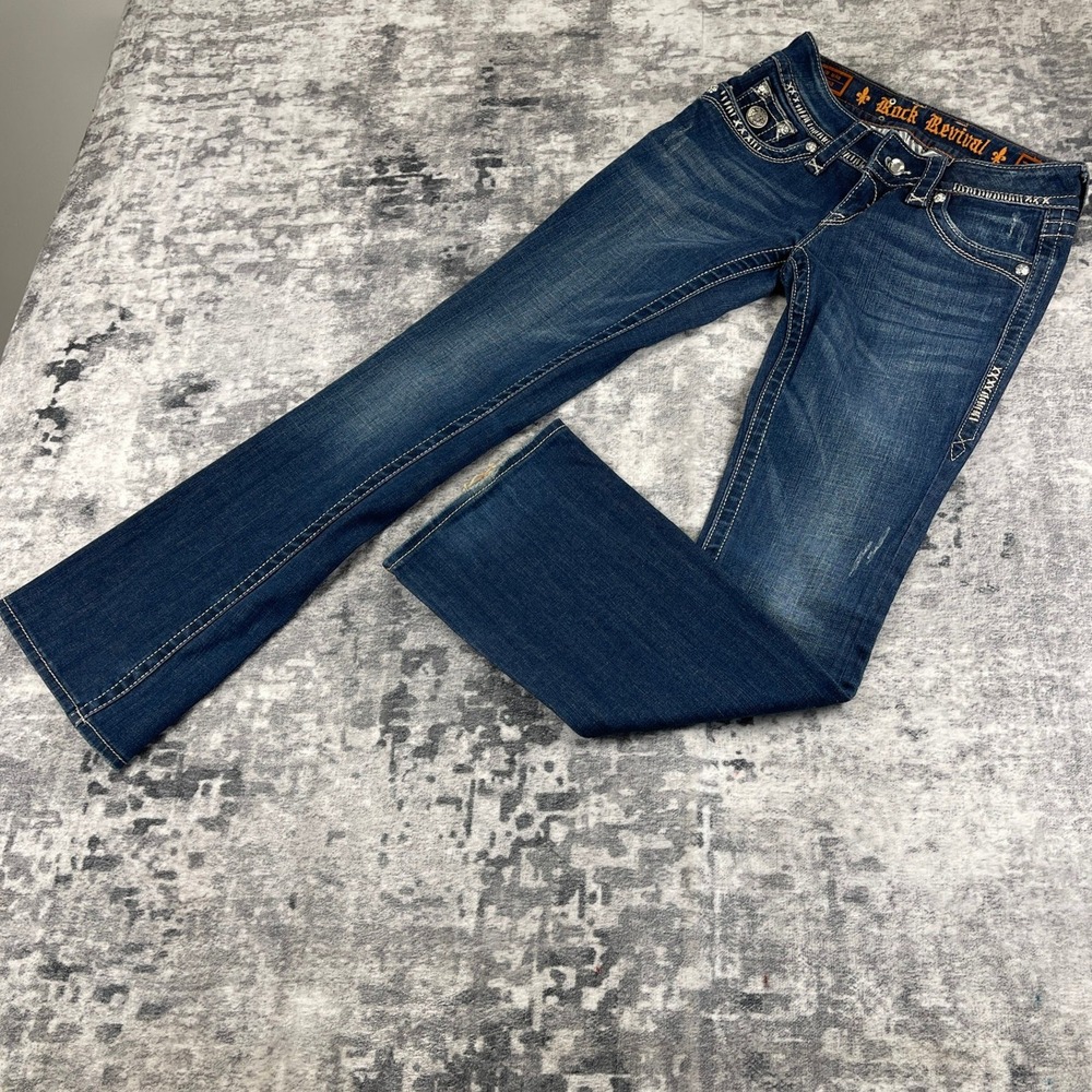 Rock Revival Womens 26 Celine‎ Bootcut Jeans Dark Wash Embellished Y2K McBling